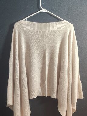 lululemon athletica Cream Off-the-Shoulder Knit Poncho Sweater